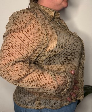 Blusa Vintage Donna Enrica Seda Pura Volantes