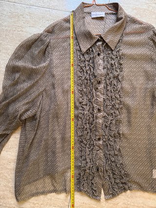 Blusa Vintage Donna Enrica Seda Pura Volantes