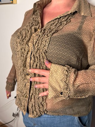 Blusa Vintage Donna Enrica Seda Pura Volantes