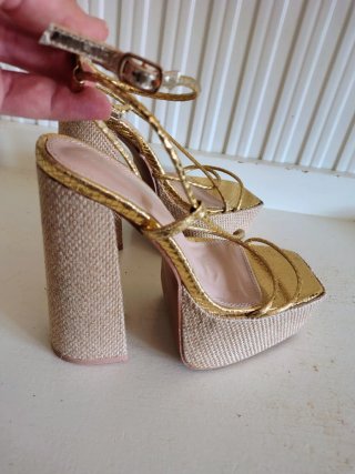 Tacones Plataforma Dorados Ibiza Y2K Talla 38