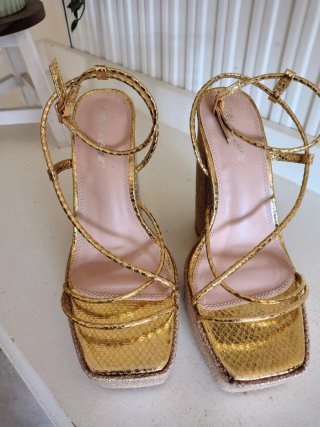 Tacones Plataforma Dorados Ibiza Y2K Talla 38