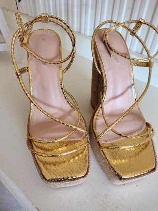 Tacones Plataforma Dorados Ibiza Y2K Talla 38