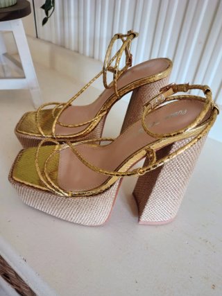 Tacones Plataforma Dorados Ibiza Y2K Talla 38