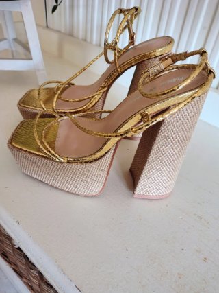 Tacones Plataforma Dorados Ibiza Y2K Talla 38