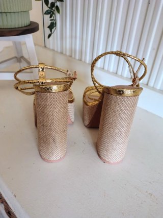 Tacones Plataforma Dorados Ibiza Y2K Talla 38
