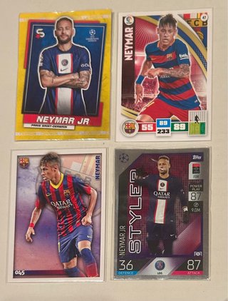4 Cromos de Fútbol Neymar Jr.