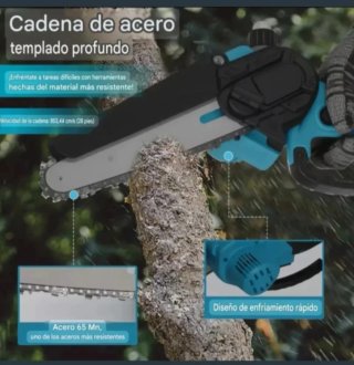 Motosierra Eléctrica Recargable (2 Baterías)