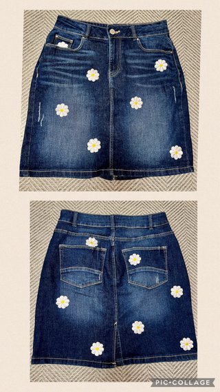 Zara camiseta blanca + falda vaquera elástica * M