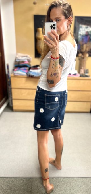 Zara camiseta blanca + falda vaquera elástica * M