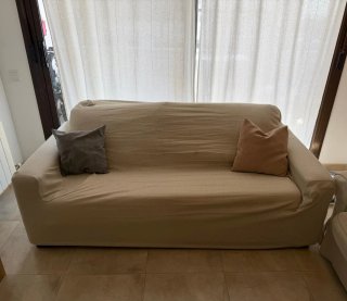 Sofá Cama Tela Verde y Marrón