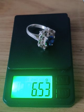 Anillo Plata 925 Azul Estilo Art Déco