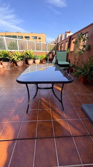 Conjunto mesa y sillas exterior cristal