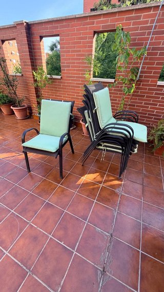 Conjunto mesa y sillas exterior cristal