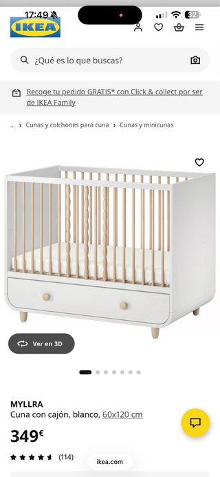 Cuna bebé MYLLRA IKEA