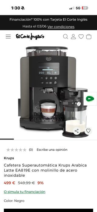 Cafetera Krups Arabica Latte EA819E