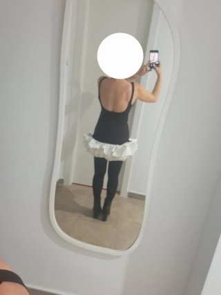 Vestido fiesta Zara negro volantes blanco T M