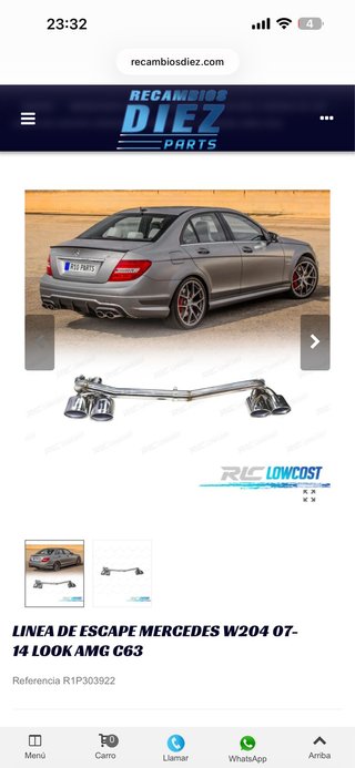 Línea de escape Mercedes W204 07-14 AMG C63