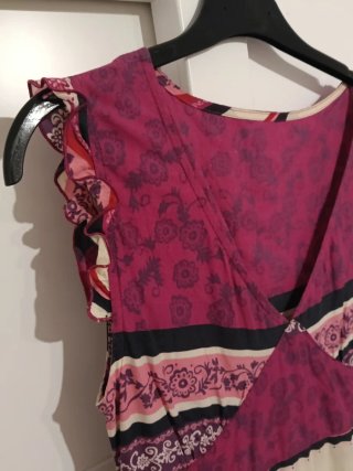 Vestido boho estampado morado y beige