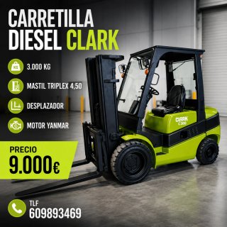 Carretilla Elevadora Diesel Clark 3000kg