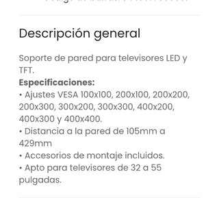 Soporte TV Pared Articulado 32-55 LED/TFT