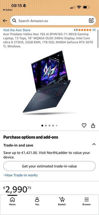 Acer Predator Helios 16S 5070Ti OLED 2K 32 GB RAM