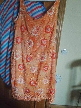 Vestido naranja flores talla 44