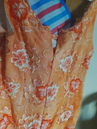Vestido naranja flores talla 44