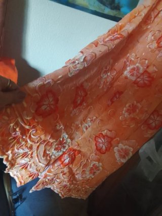 Vestido naranja flores talla 44