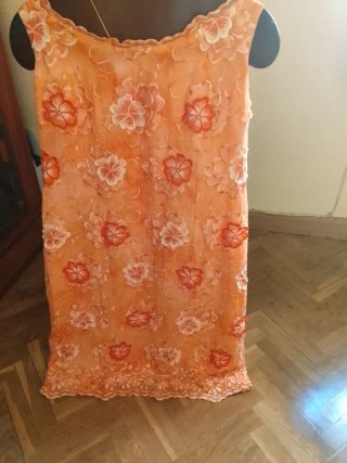 Vestido naranja flores talla 44