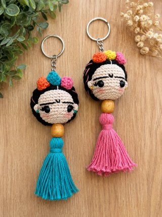 Llavero Frida Kahlo Amigurumi Crochet Hecho a Mano