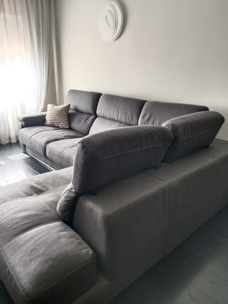 Sofá Chaise Longue Gris Asientos Extraíbles