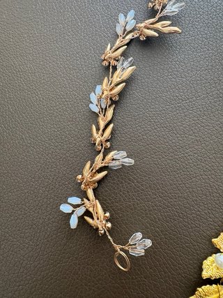 2 Tocados Novia/Ceremonia Dorado Perlas