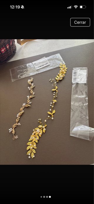 2 Tocados Novia/Ceremonia Dorado Perlas
