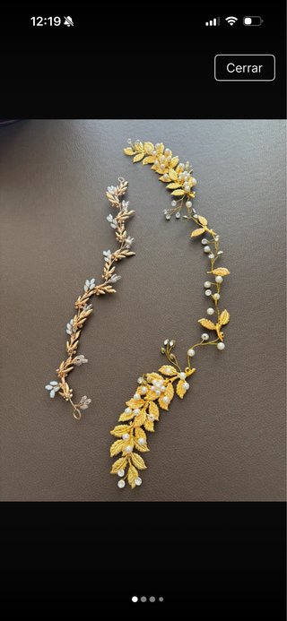 2 Tocados Novia/Ceremonia Dorado Perlas