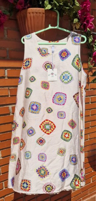 Vestido S/M con estampado granny squares