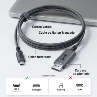 Cable Acer USB-C a DisplayPort 4K@60Hz