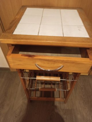 Mesa isla auxiliar Bakaji madera y cerámica