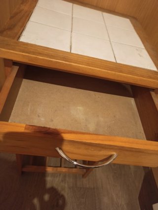 Mesa isla auxiliar Bakaji madera y cerámica