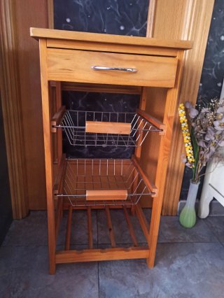 Mesa isla auxiliar Bakaji madera y cerámica