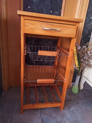 Mesa isla auxiliar Bakaji madera y cerámica
