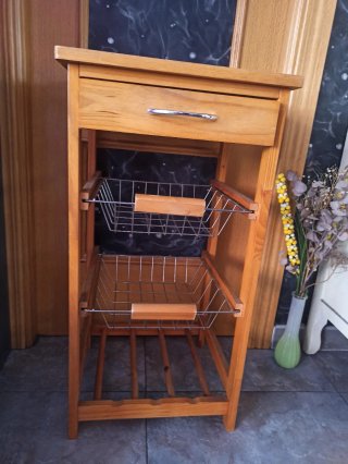 Mesa isla auxiliar Bakaji madera y cerámica