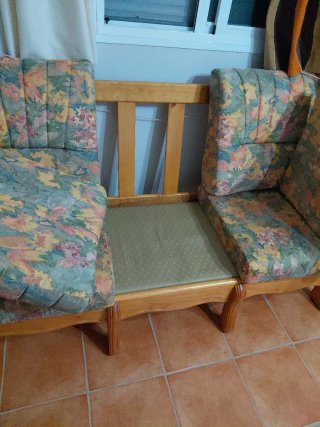 Sofá de 3 plazas tela y madera