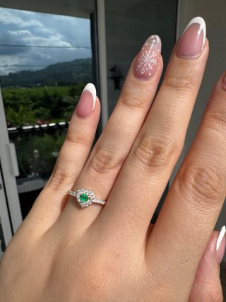 Anillo Corazón Plata Esmeralda Colombiana