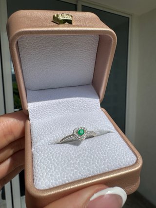 Anillo Corazón Plata Esmeralda Colombiana