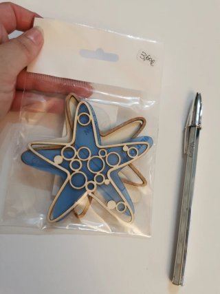 Adorno estrella de mar madera y azul