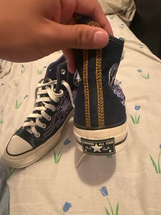Converse All Star Blu con Fiamme Viola