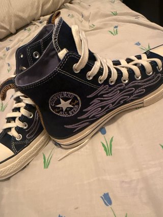 Converse All Star Blu con Fiamme Viola