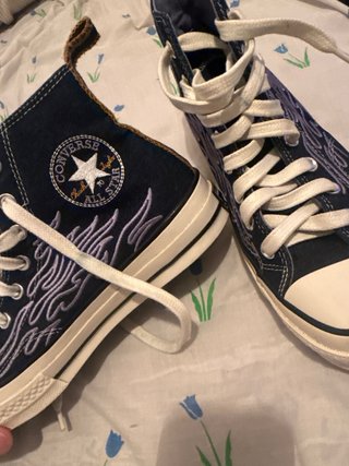 Converse All Star Blu con Fiamme Viola