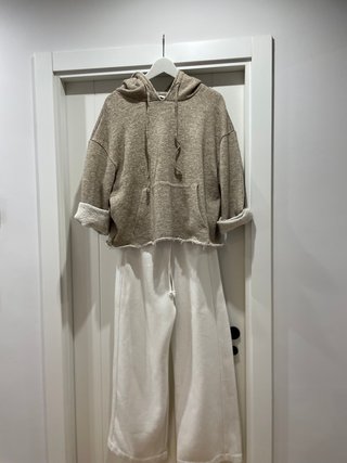 Pantalón ancho algodón ZARA blanco