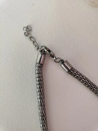 Collar bisutería malla plateado
